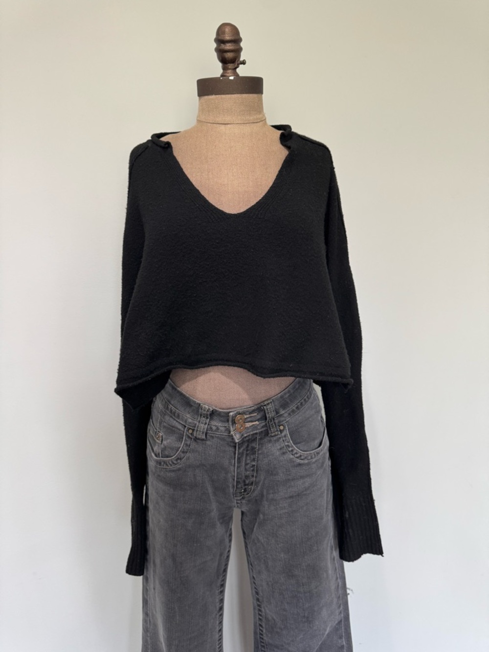 Urban Outfitters BDG Cropped Black V-Neck Sweater